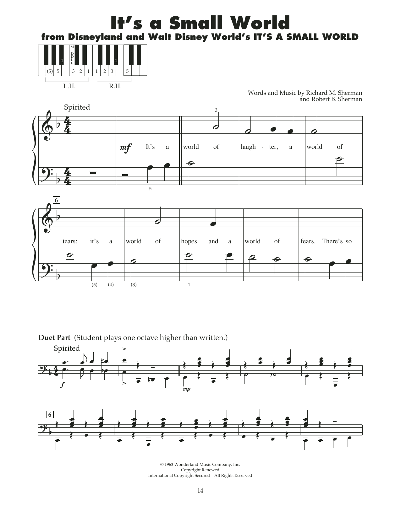 Download Sherman Brothers It's A Small World Sheet Music