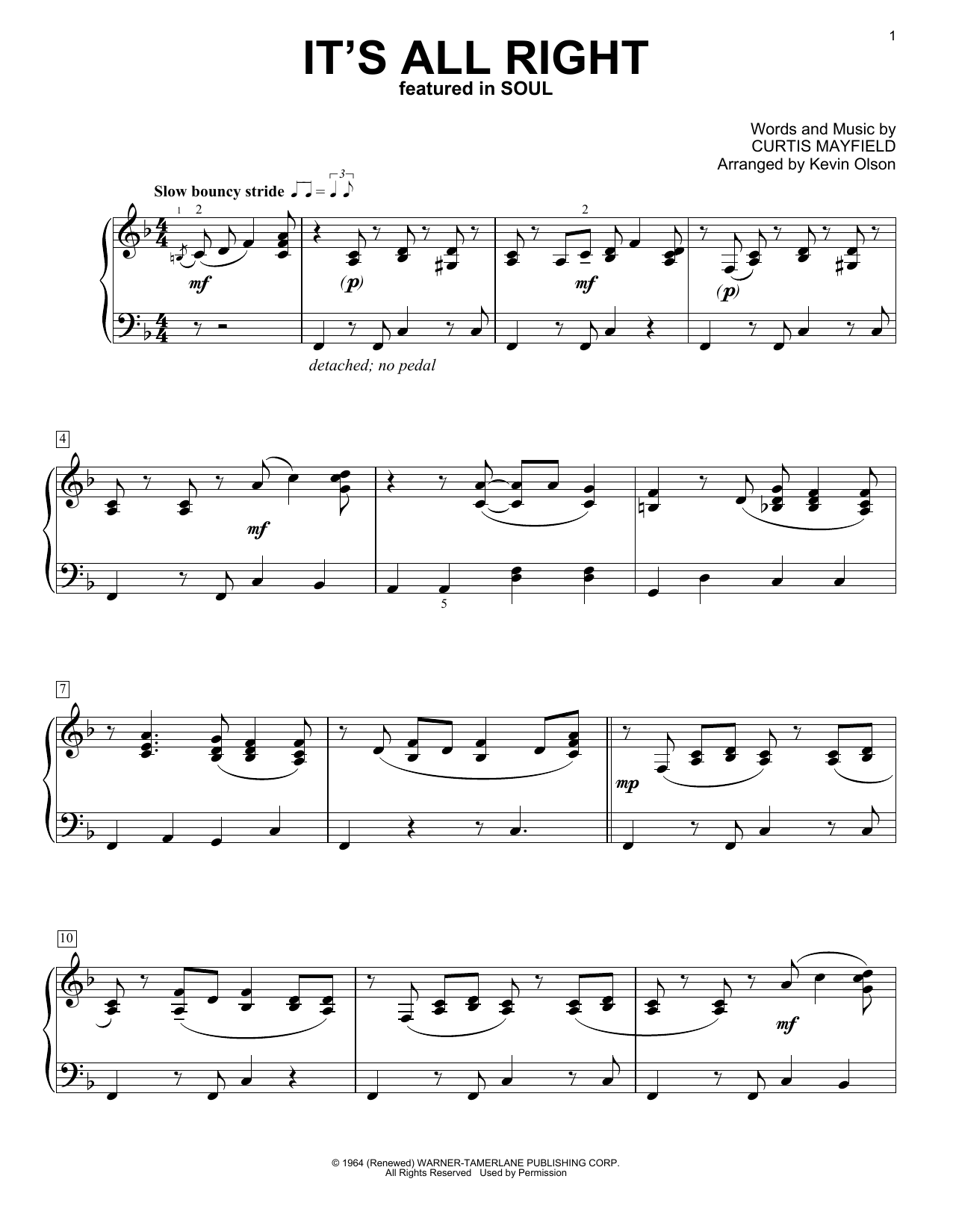 Download Jon Batiste It's All Right (from Soul) (arr. Kevin Sheet Music