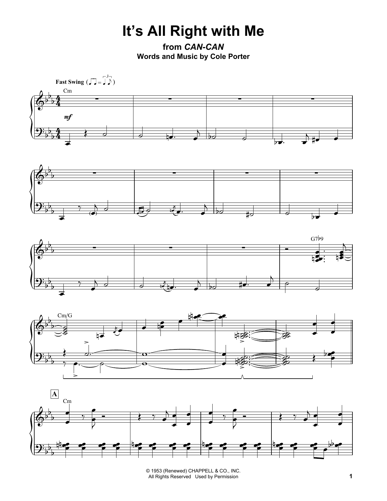 Download Erroll Garner It's All Right With Me Sheet Music