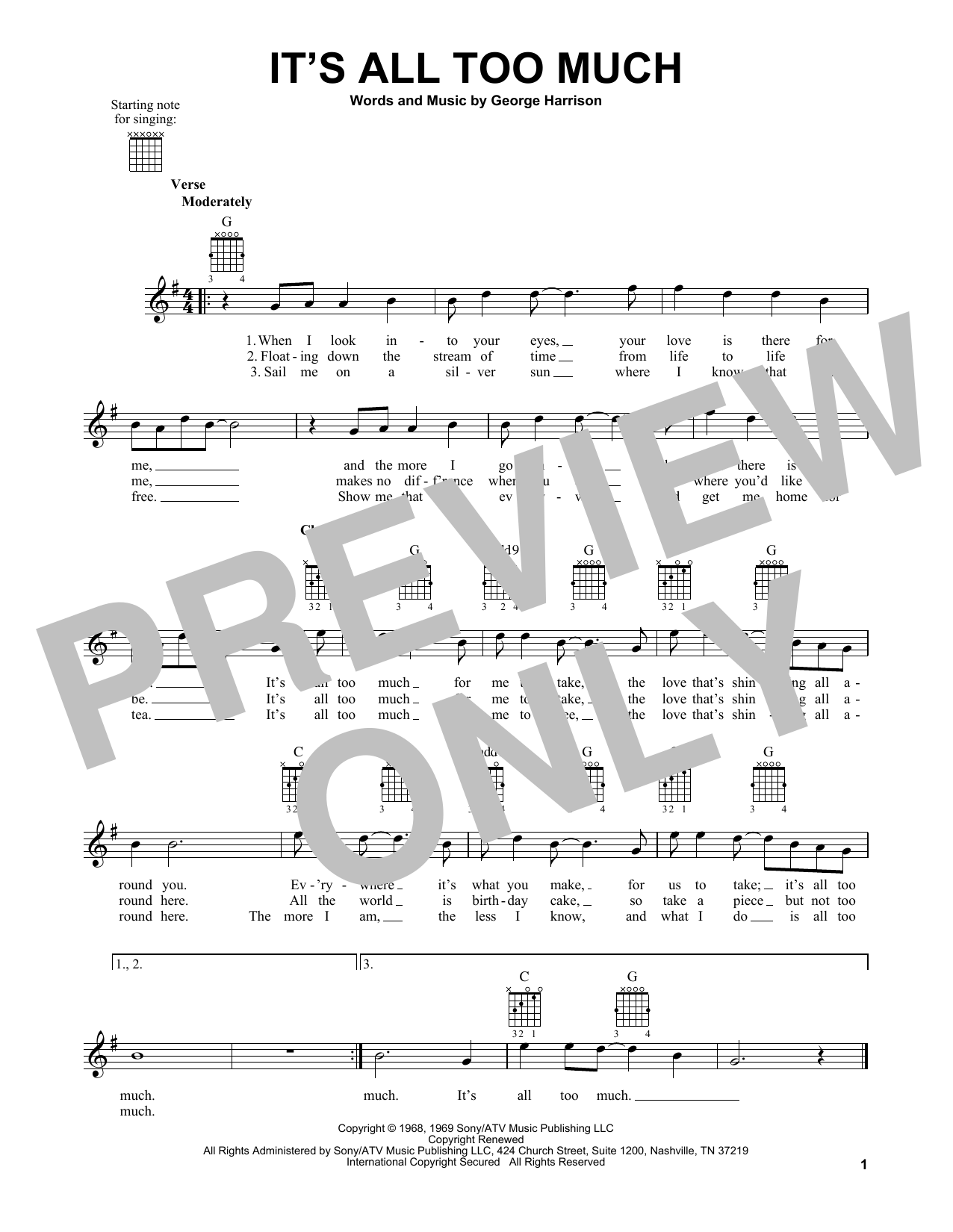 Download The Beatles It's All Too Much Sheet Music