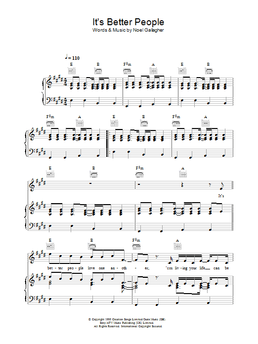 Download Oasis It's Better People Sheet Music