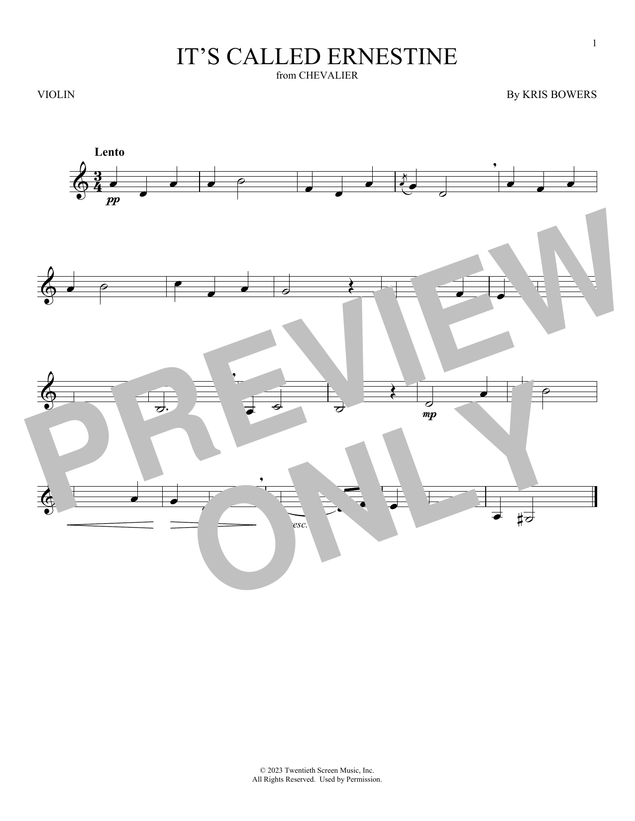 Download Kris Bowers It's Called Ernestine (from Chevalier) Sheet Music