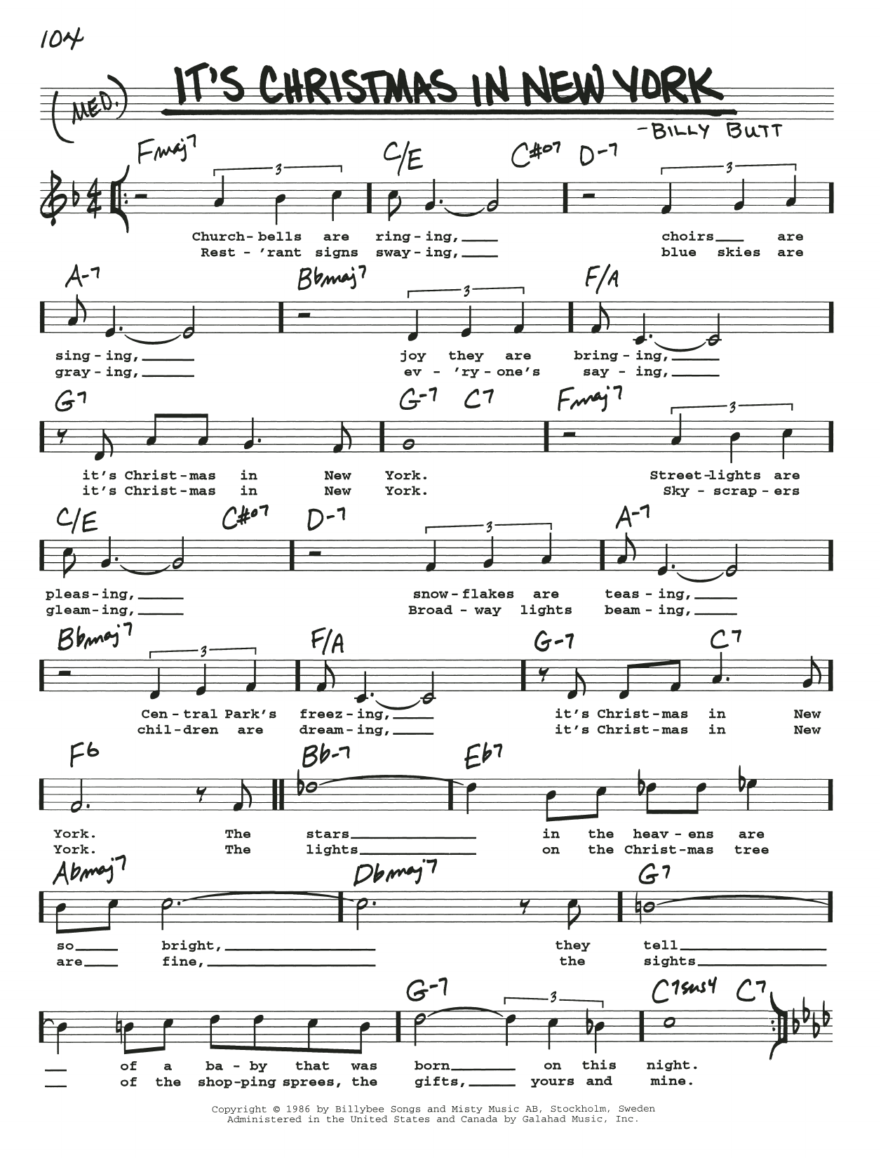 Download Billy Butt It's Christmas In New York Sheet Music