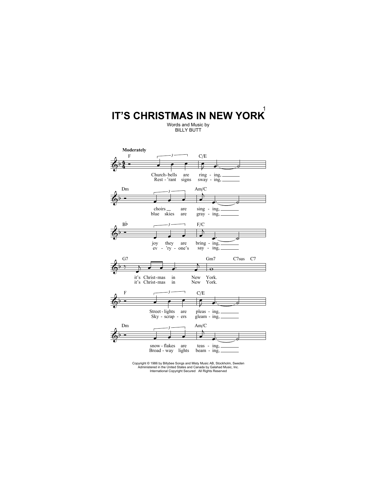 Download Billy Butt It's Christmas In New York Sheet Music