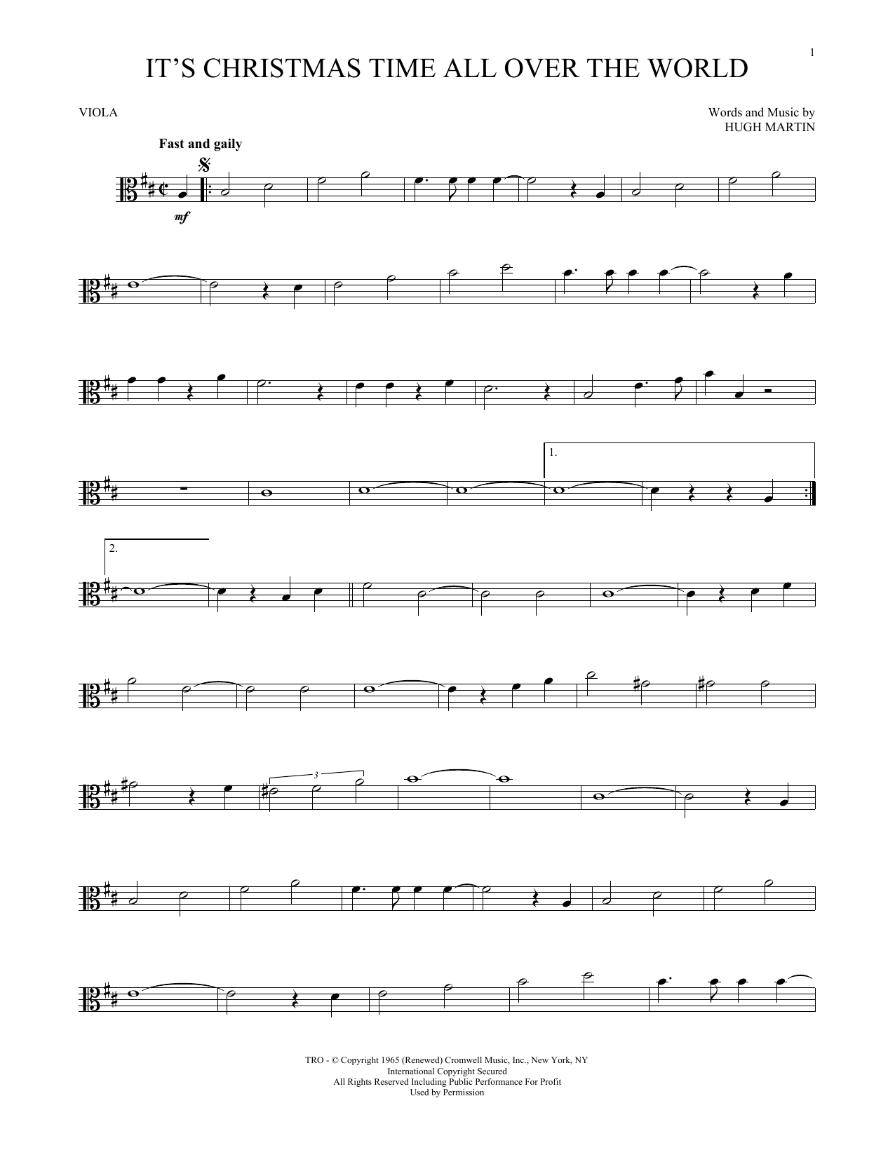 Download Hugh Martin It's Christmas Time All Over The World Sheet Music