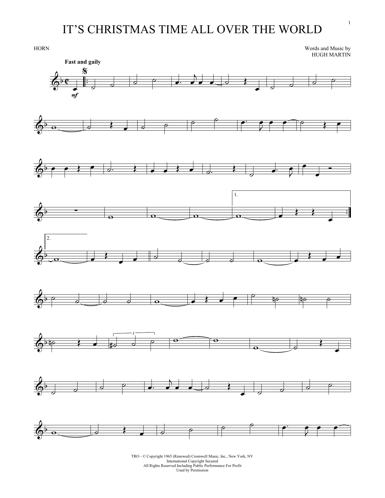 Download Hugh Martin It's Christmas Time All Over The World Sheet Music