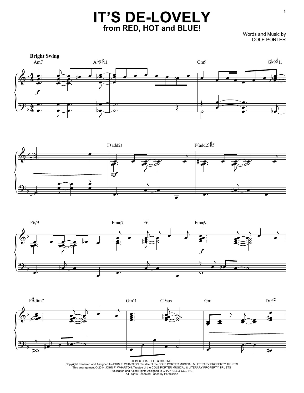 Download Cole Porter It's De-Lovely [Jazz version] (arr. Bre Sheet Music