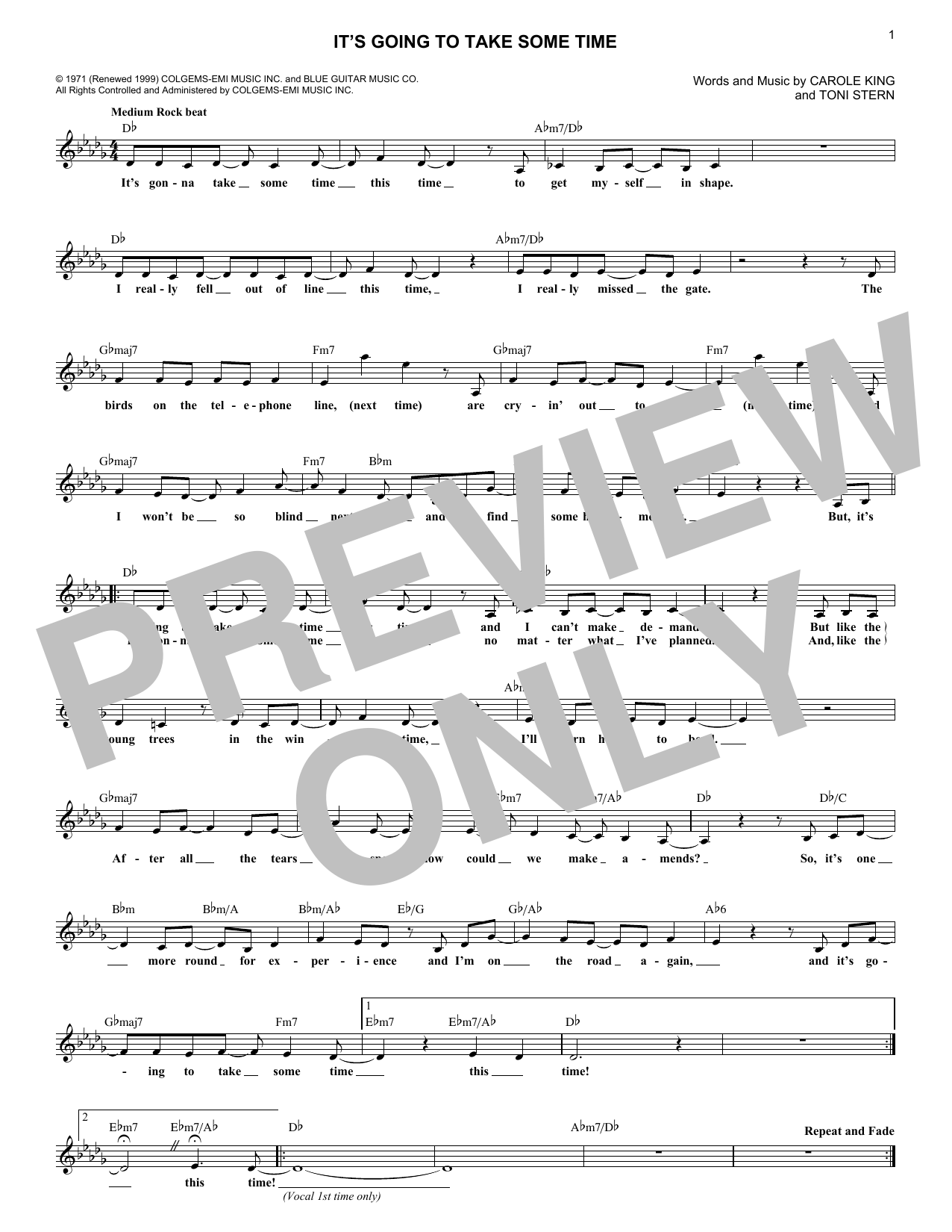 Download Carpenters It's Going To Take Some Time Sheet Music