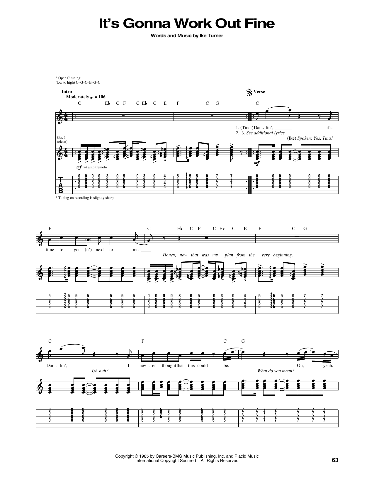 Download Tina Turner It's Gonna Work Out Fine Sheet Music