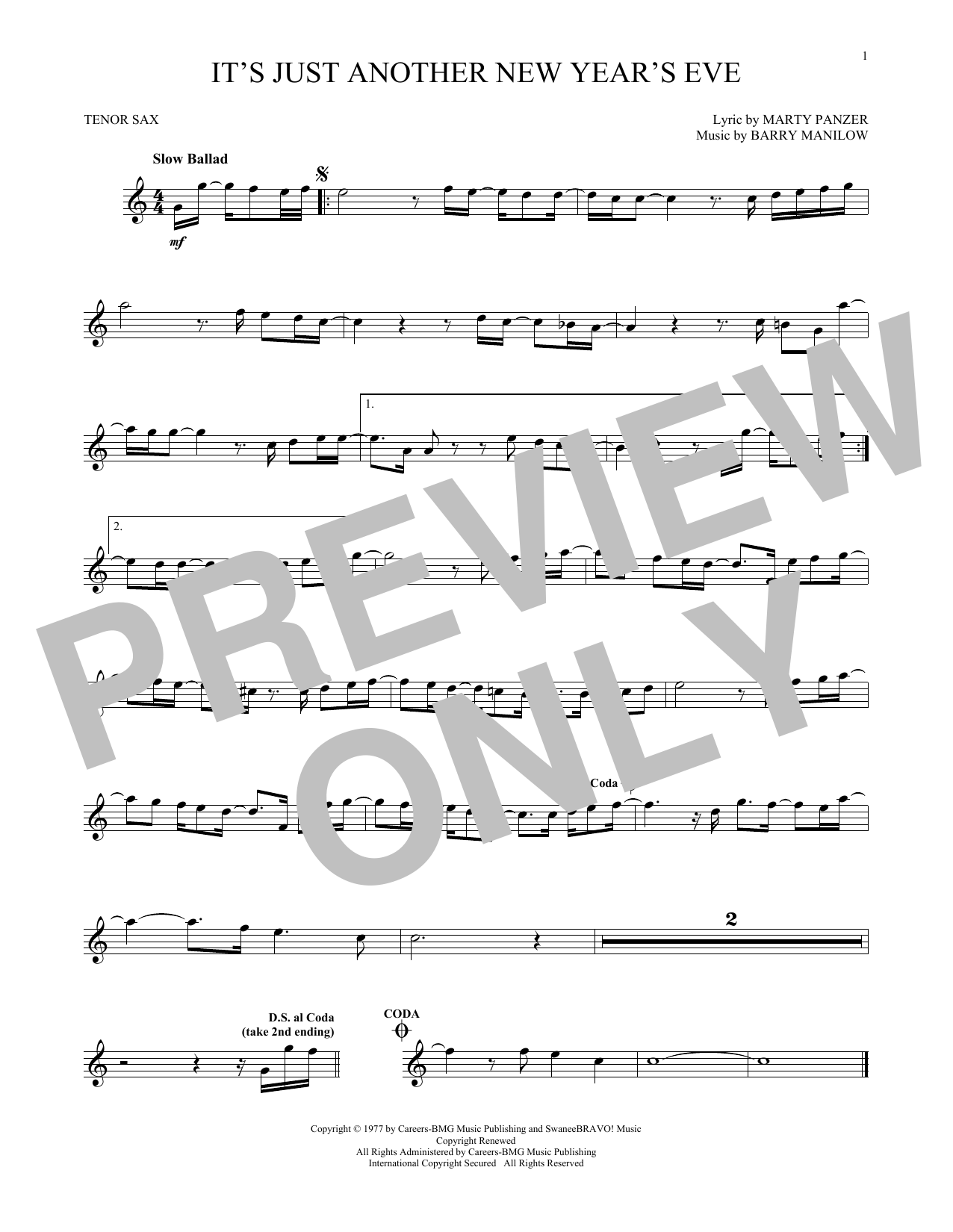 Download Barry Manilow It's Just Another New Year's Eve Sheet Music