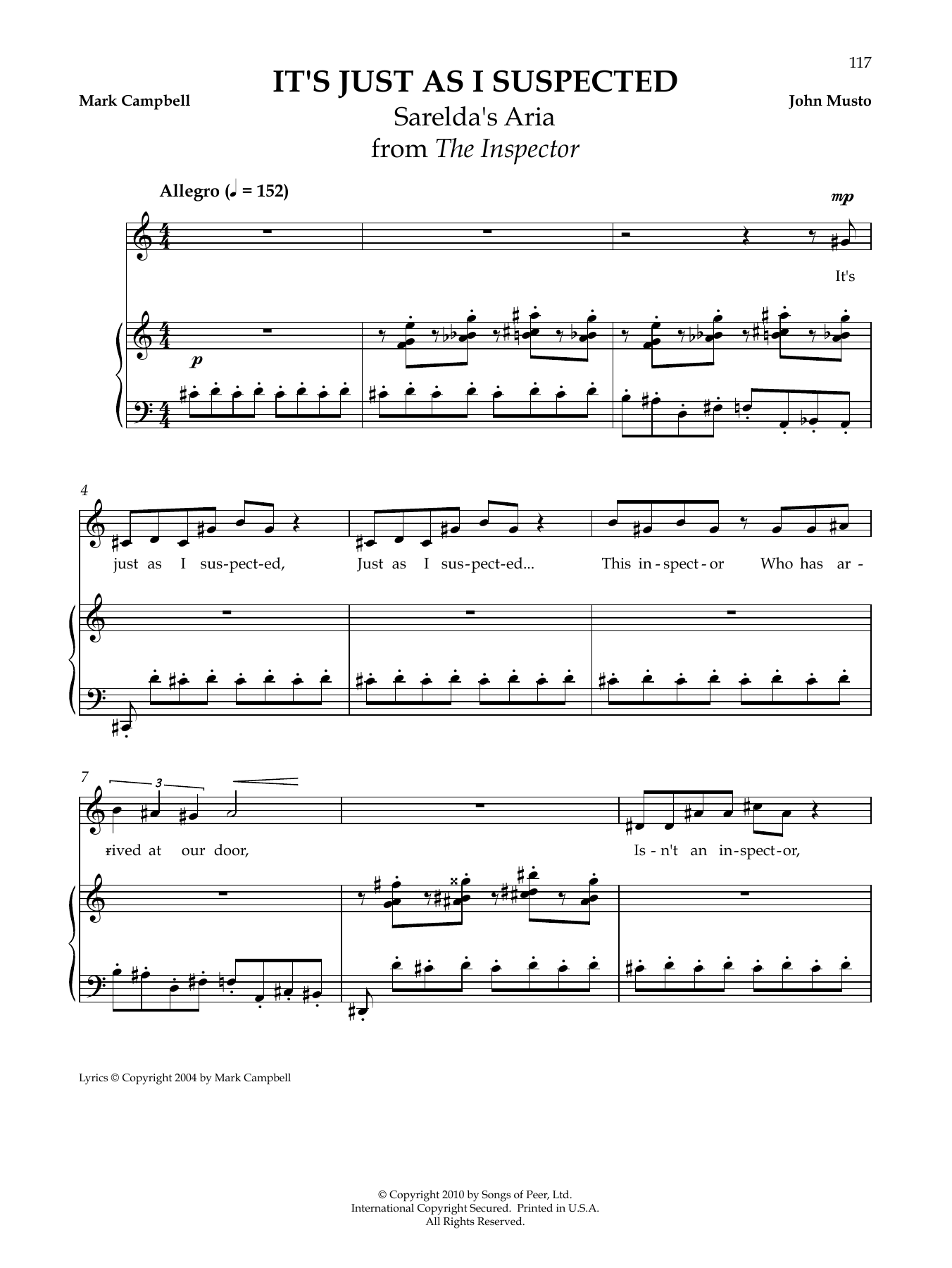 Download John Musto It's Just As I Suspected Sheet Music