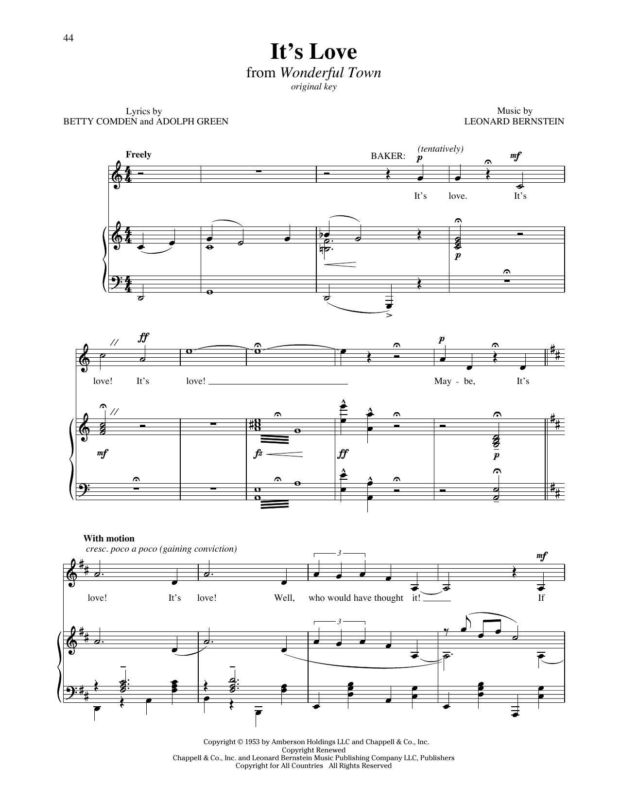 Download Leonard Bernstein It's Love (from Wonderful Town) Sheet Music