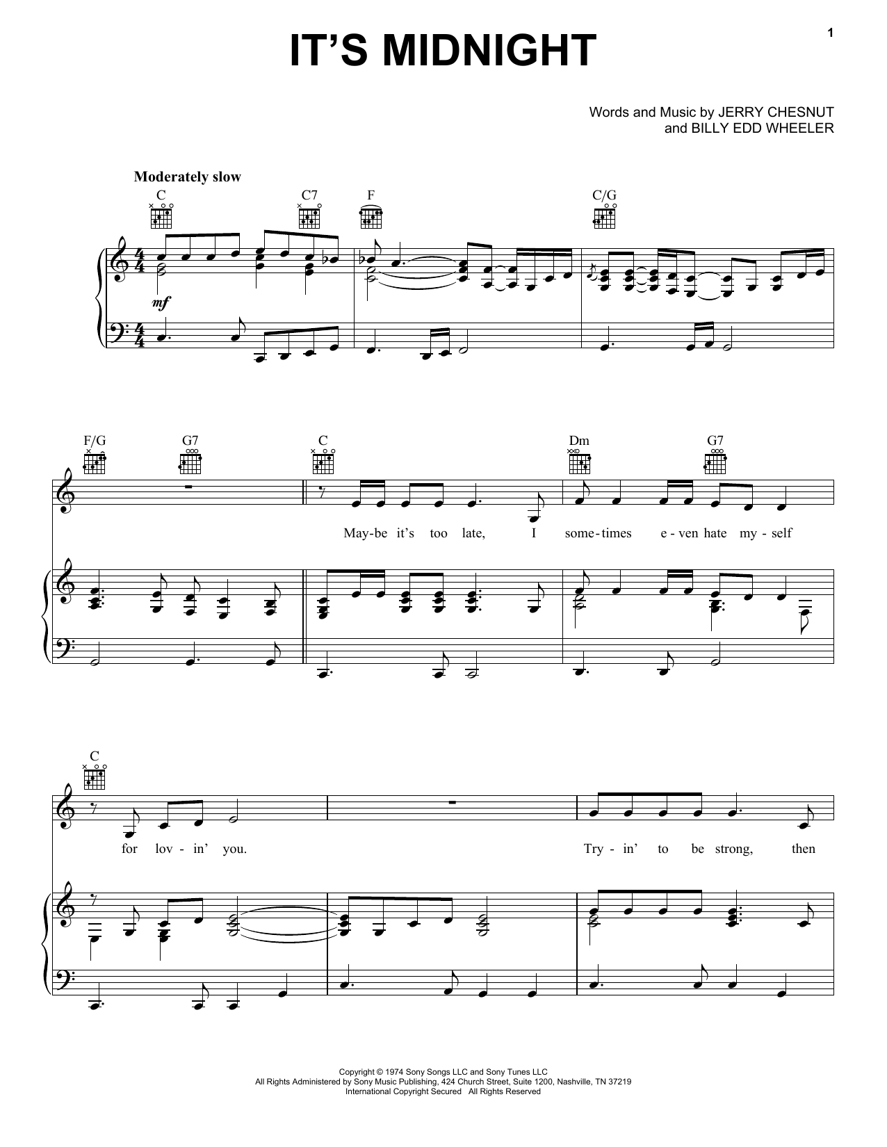 Elvis Presley It's Midnight sheet music notes printable PDF score
