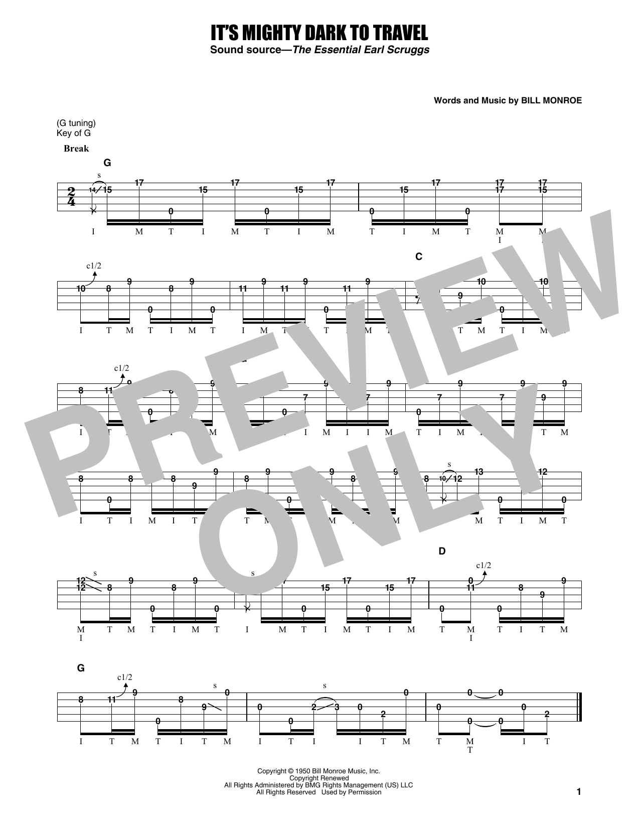 Download Earl Scruggs It's Mighty Dark To Travel Sheet Music