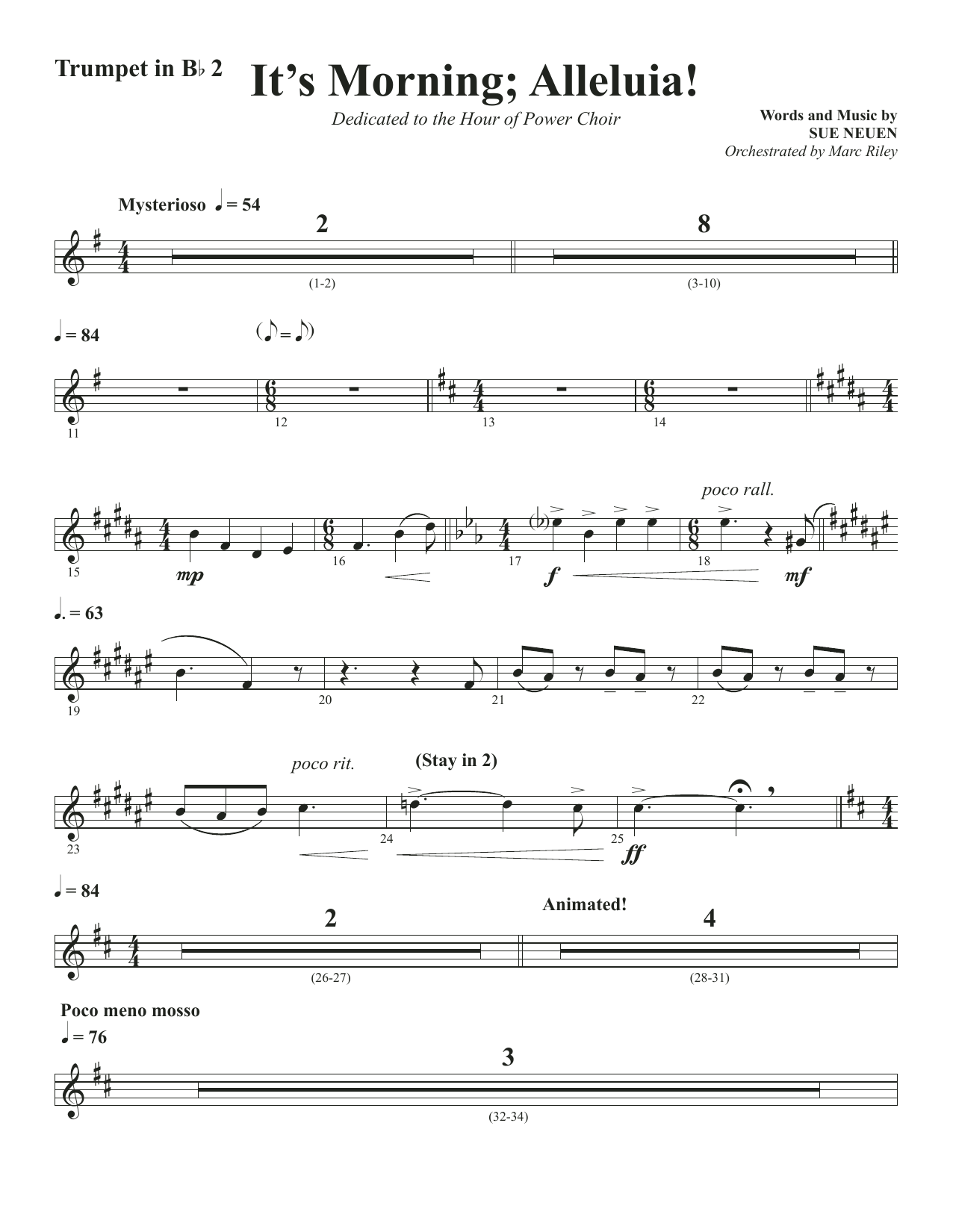 Download Sue Neuen It's Morning; Alleluia! - Trumpet 2 in Sheet Music