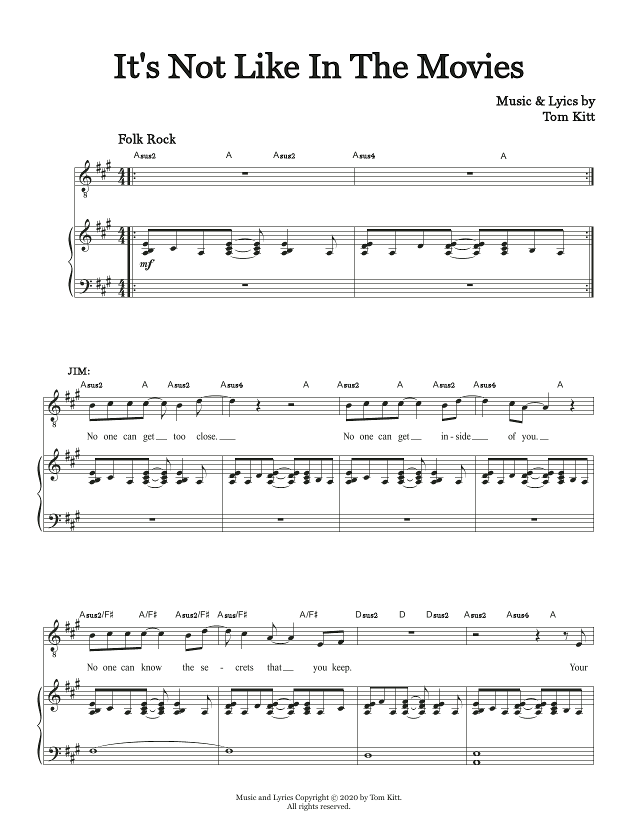 Download Tom Kitt It's Not Like In The Movies (from the m Sheet Music