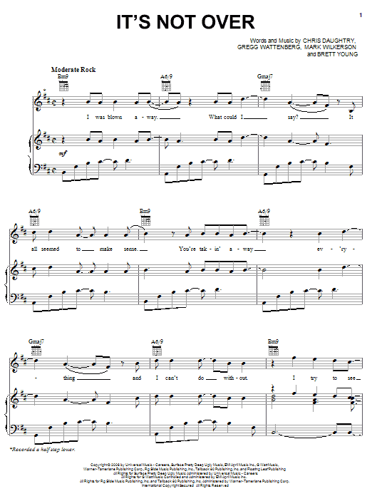 Download Daughtry It's Not Over Sheet Music