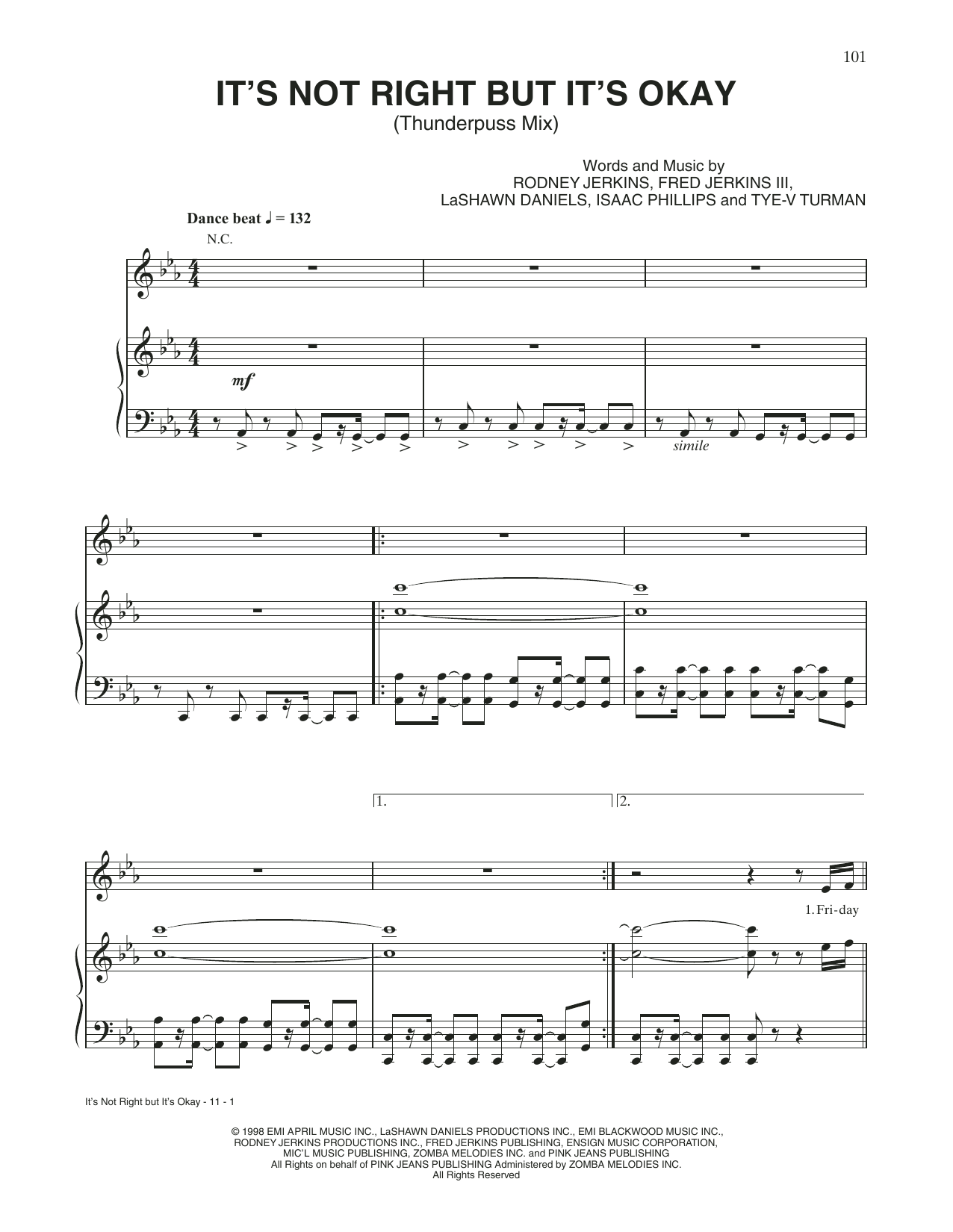 Download Whitney Houston It's Not Right But It's Okay Sheet Music
