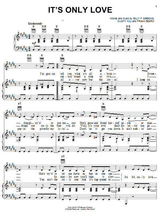 Download ZZ Top It's Only Love Sheet Music