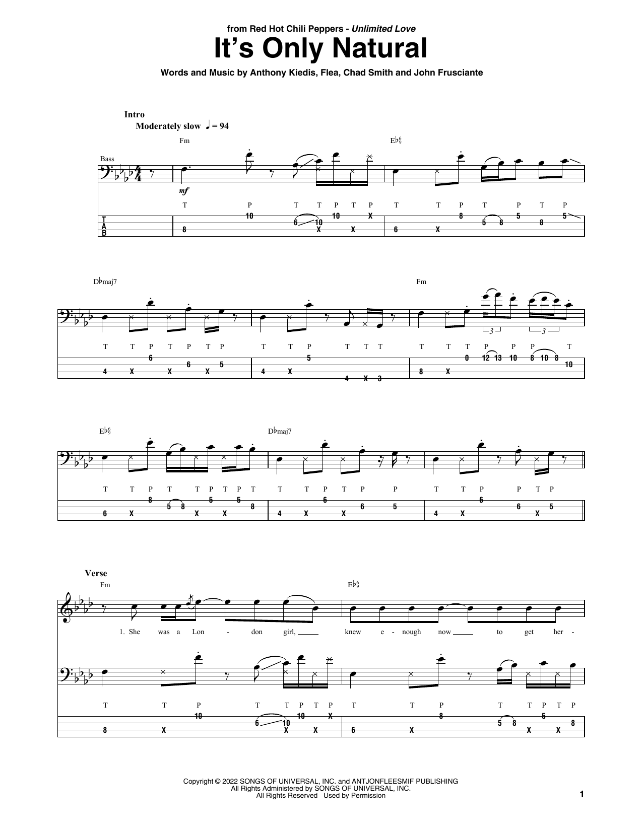 Download Red Hot Chili Peppers It's Only Natural Sheet Music