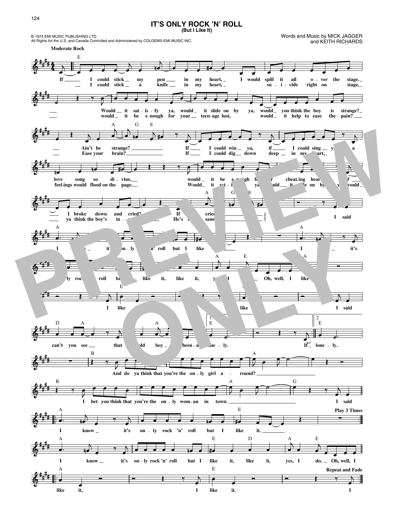 Download The Rolling Stones It's Only Rock 'N' Roll (But I Like It) Sheet Music