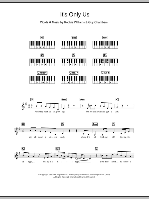 Download Robbie Williams It's Only Us Sheet Music