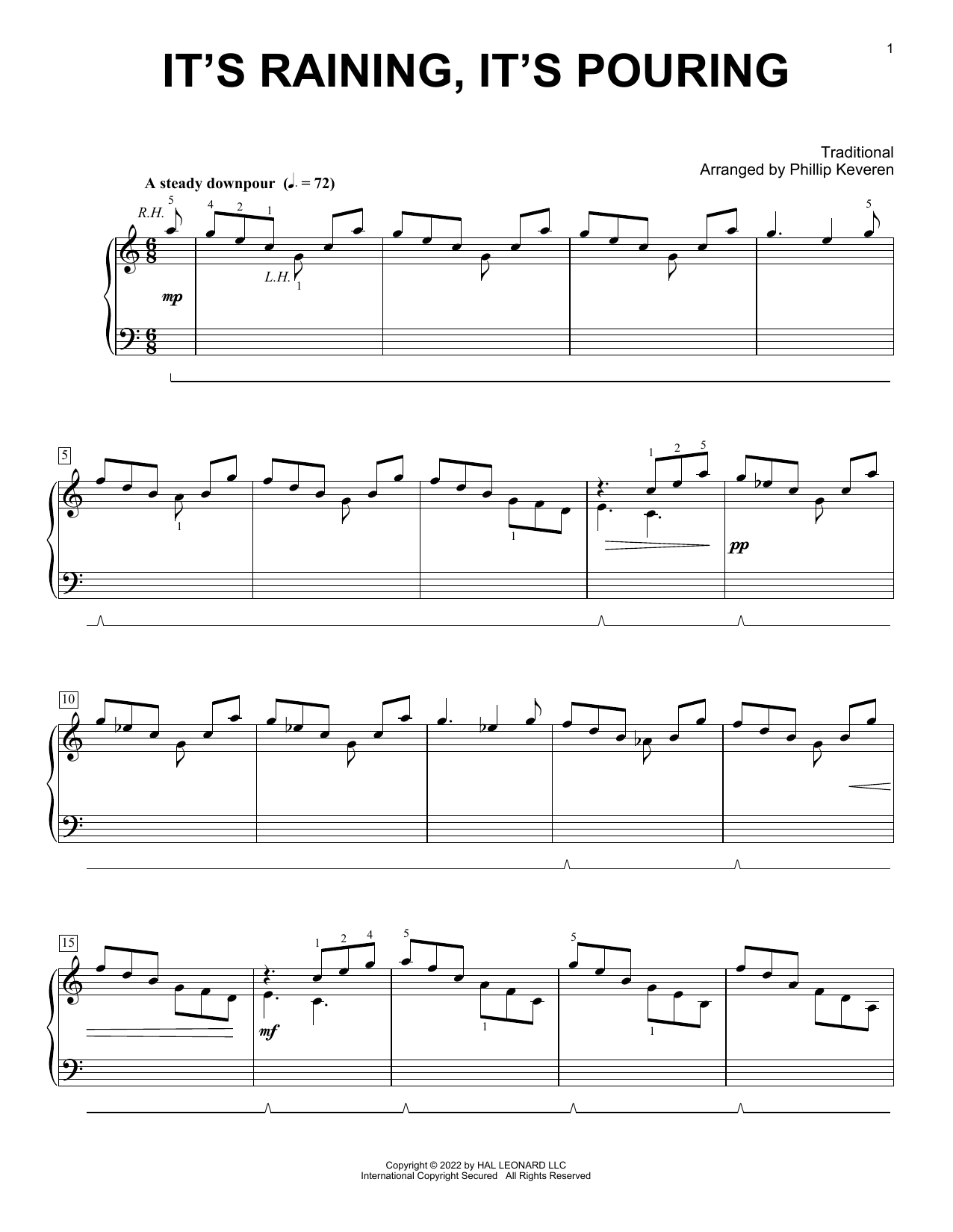 Download Traditional It's Raining, It's Pouring (arr. Philli Sheet Music