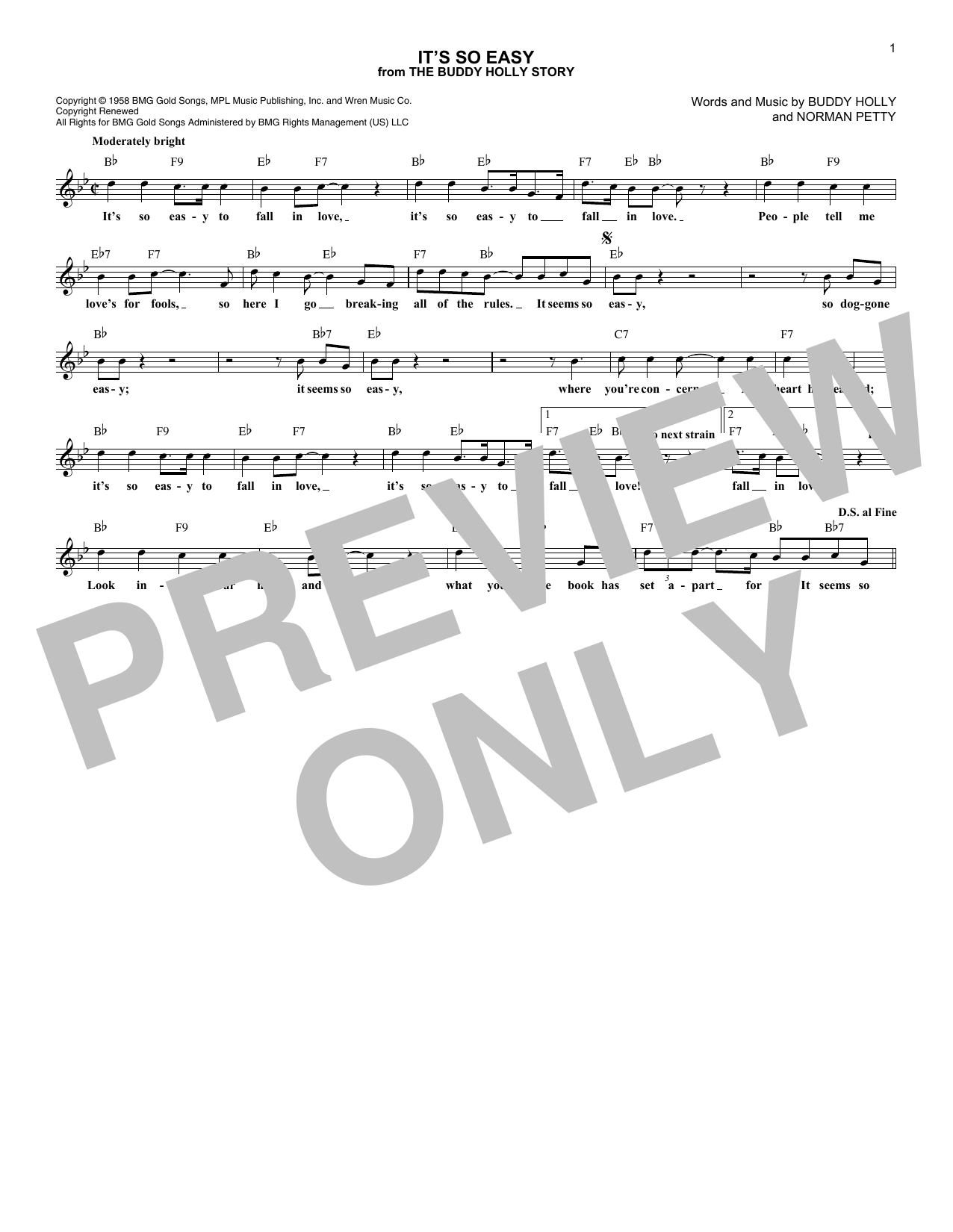 Download Buddy Holly & The Crickets It's So Easy Sheet Music