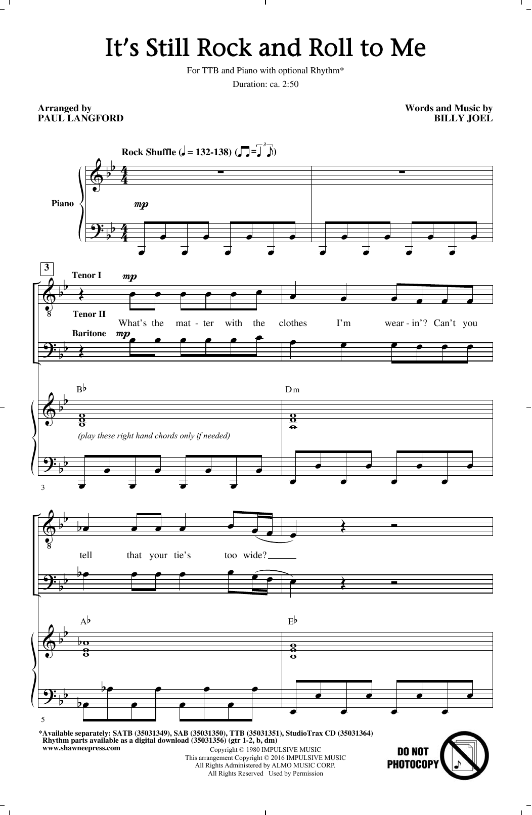 Download Paul Langford It's Still Rock And Roll To Me Sheet Music