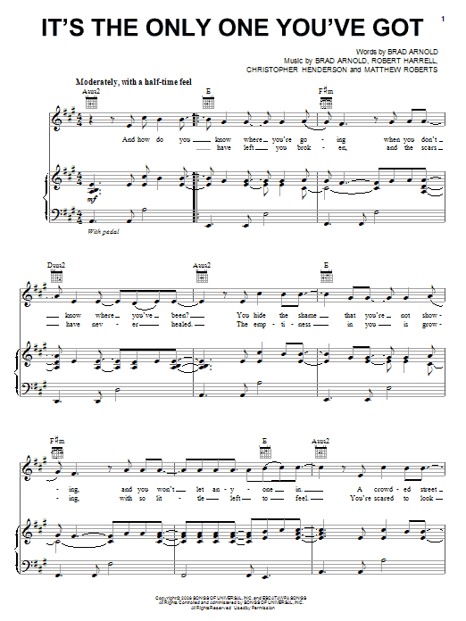 Download 3 Doors Down It's The Only One You've Got Sheet Music