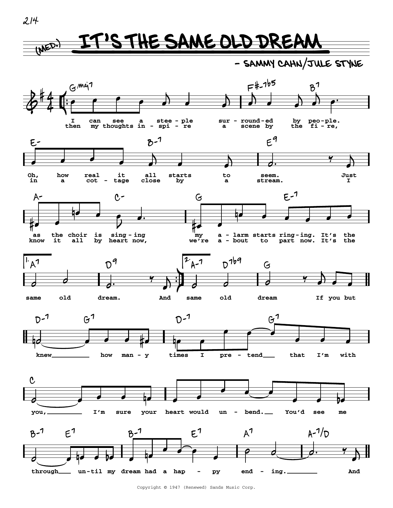 Download Jule Styne It's The Same Old Dream (High Voice) Sheet Music