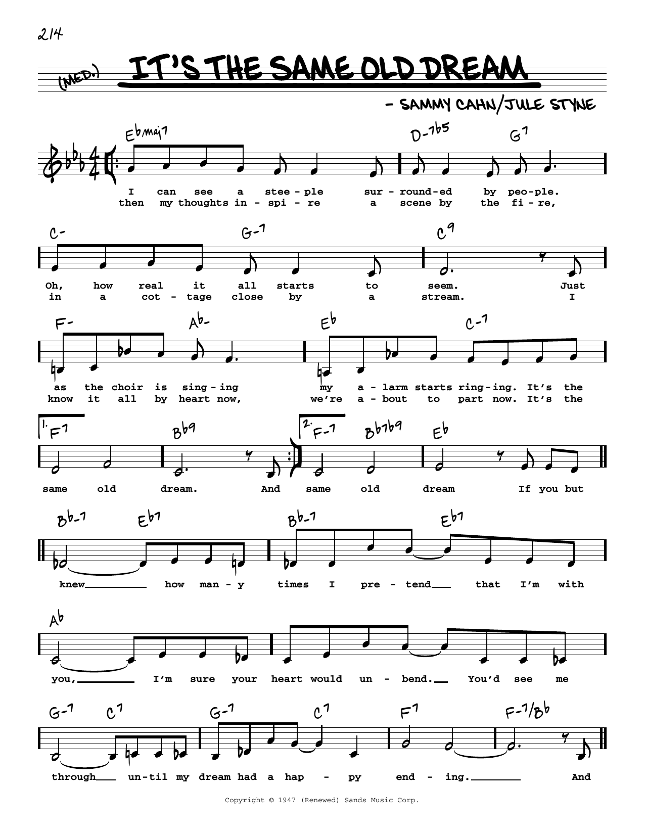 Download Jule Styne It's The Same Old Dream (Low Voice) Sheet Music