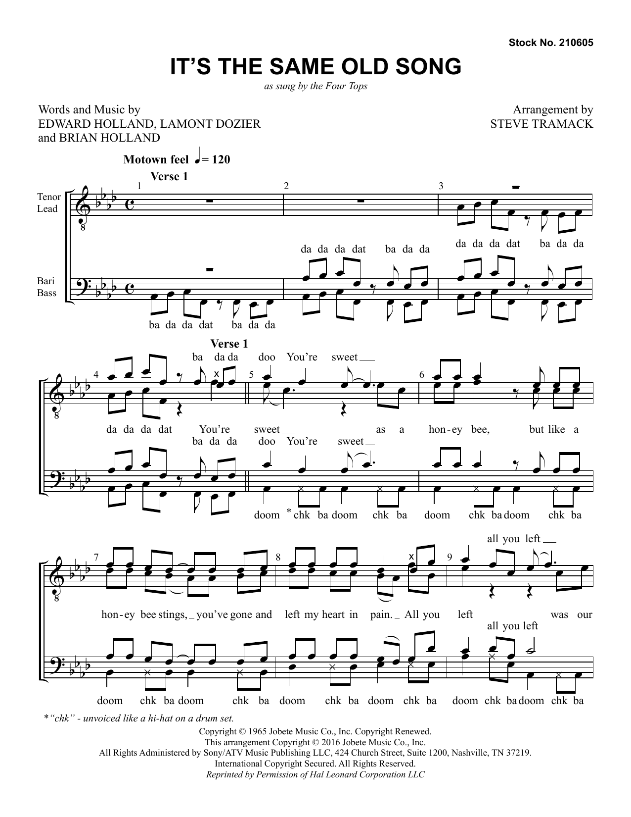 Download The Four Tops It's the Same Old Song (arr. Steve Tram Sheet Music