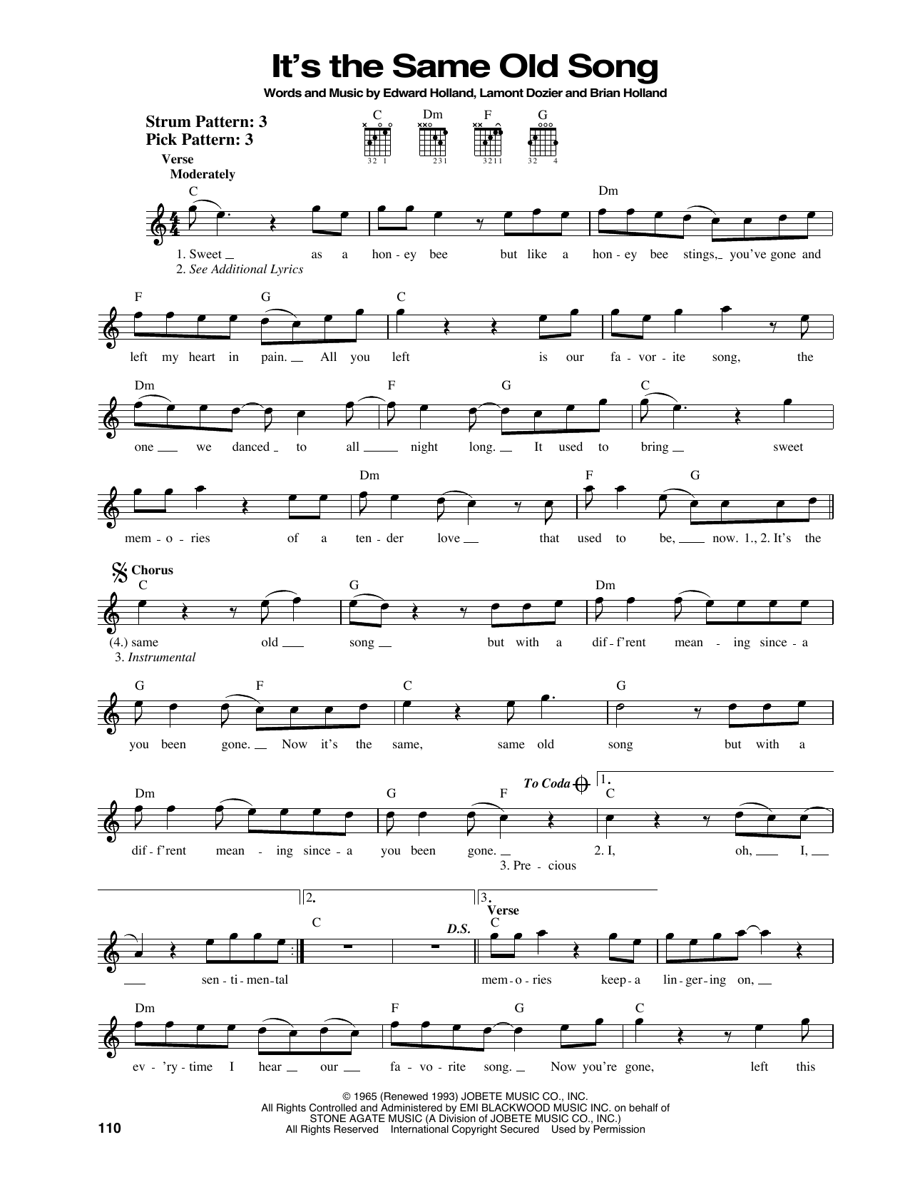 Download The Four Tops It's The Same Old Song Sheet Music