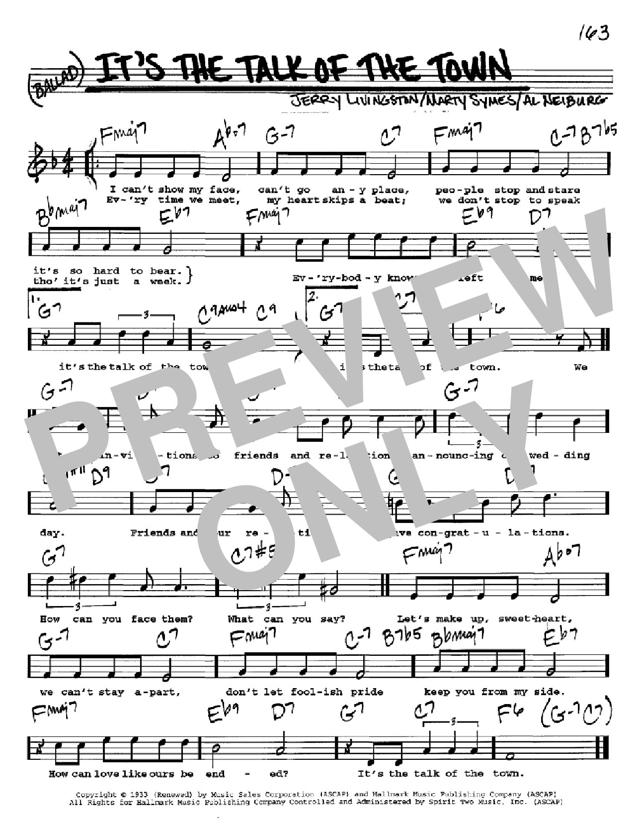 Download Jerry Livingston It's The Talk Of The Town Sheet Music