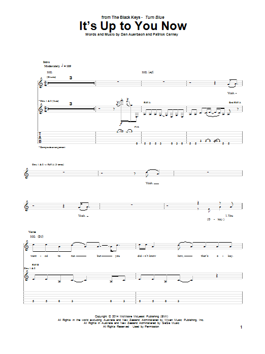 Download The Black Keys It's Up To You Now Sheet Music