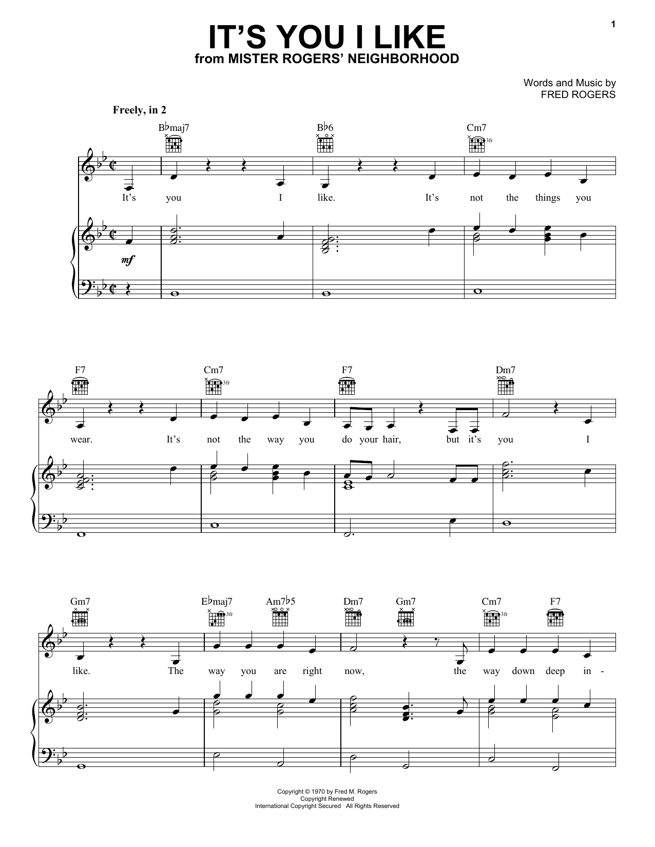 Download Fred Rogers It's You I Like Sheet Music
