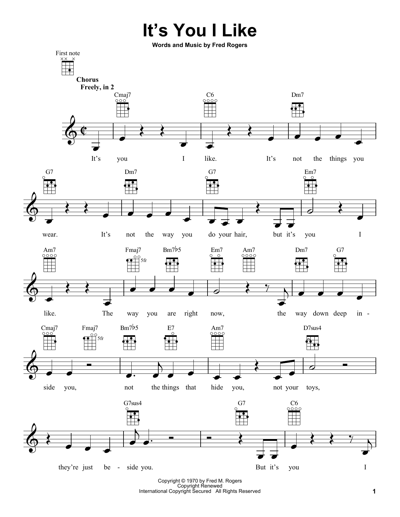 Download Fred Rogers It's You I Like (from Mister Rogers' Ne Sheet Music