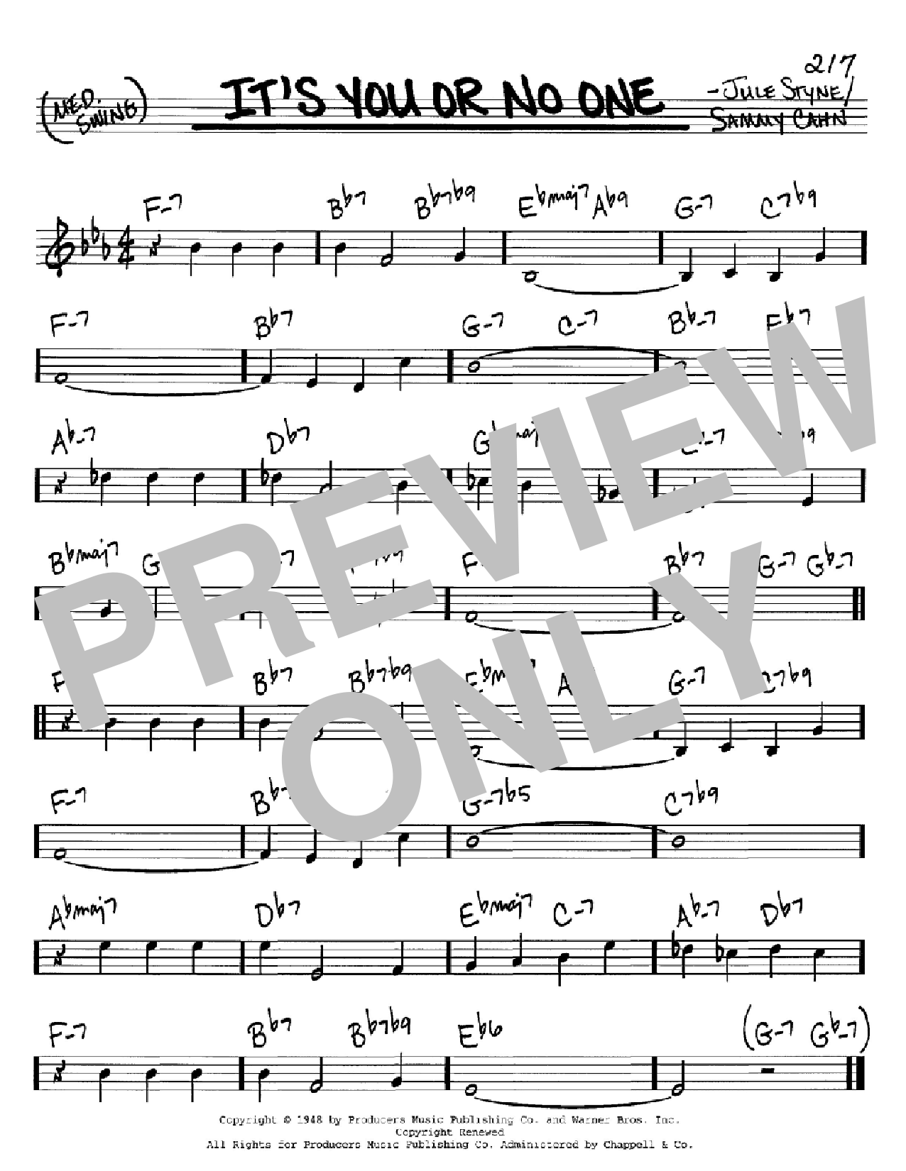 Download Sammy Cahn It's You Or No One Sheet Music