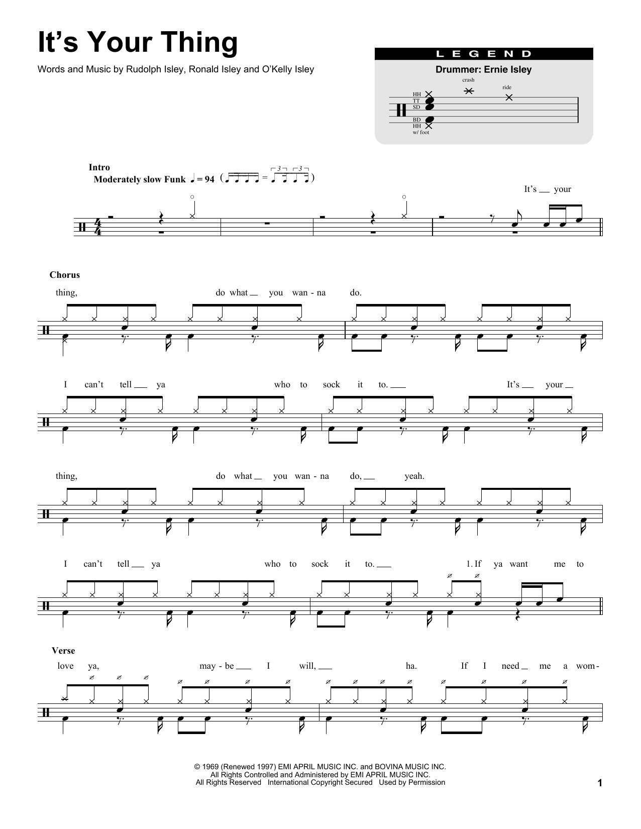 Download The Isley Brothers It's Your Thing Sheet Music