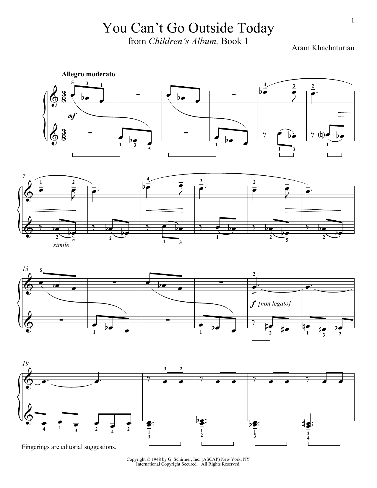 Download Aram Khachaturian Ivan Can't Go Out Today Sheet Music