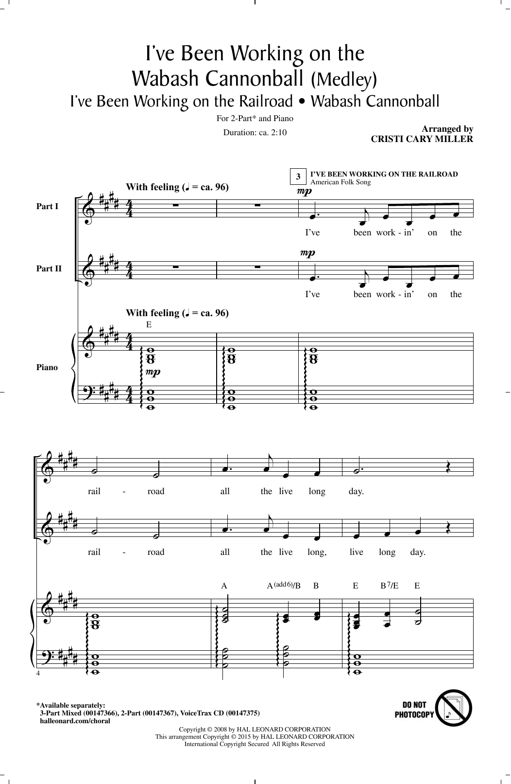 Download Cristi Cary Miller I've Been Working On The Wabash Cannonb Sheet Music