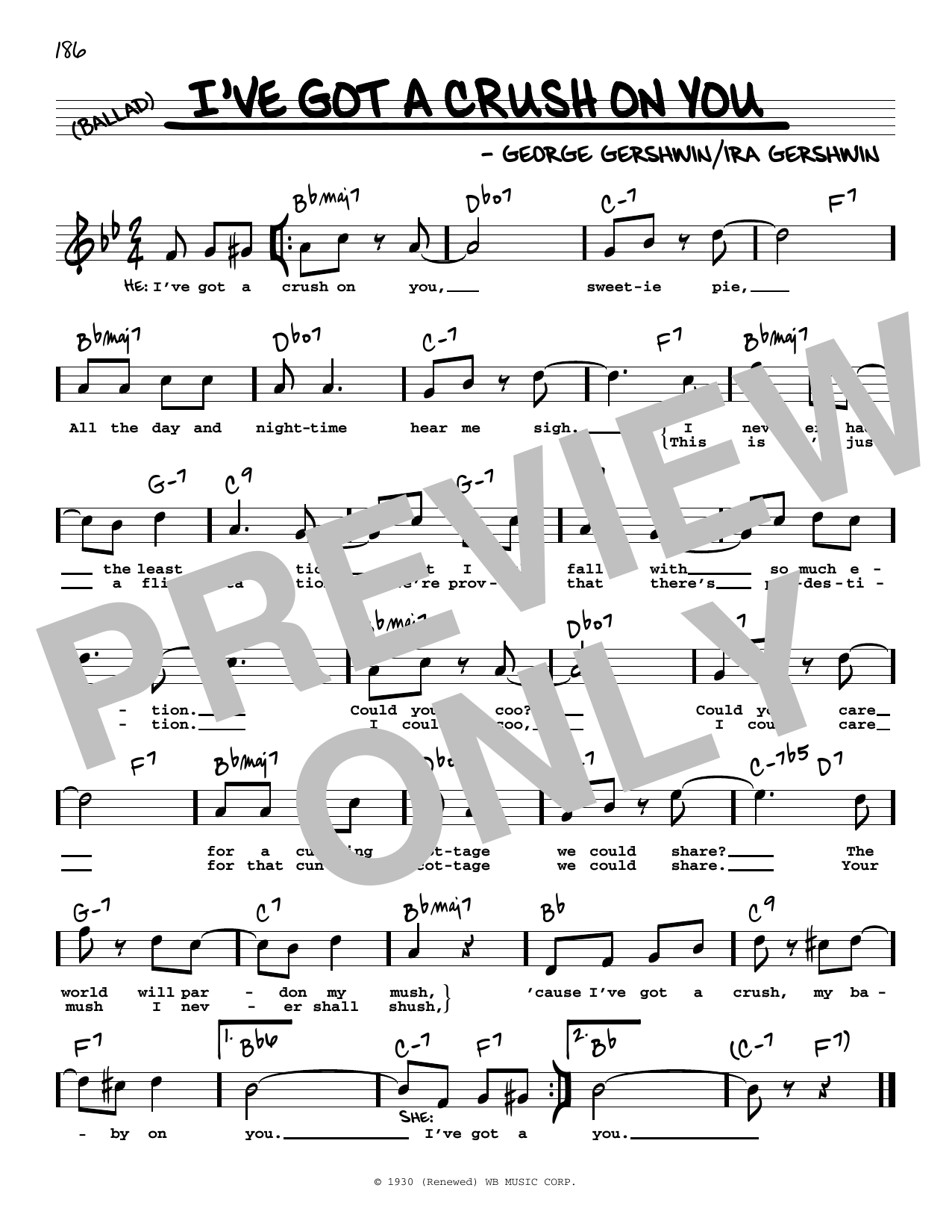 Download George Gershwin I've Got A Crush On You (High Voice) Sheet Music