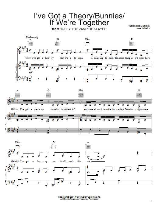 Download Joss Whedon I've Got A Theory/Bunnies/If We're Toge Sheet Music