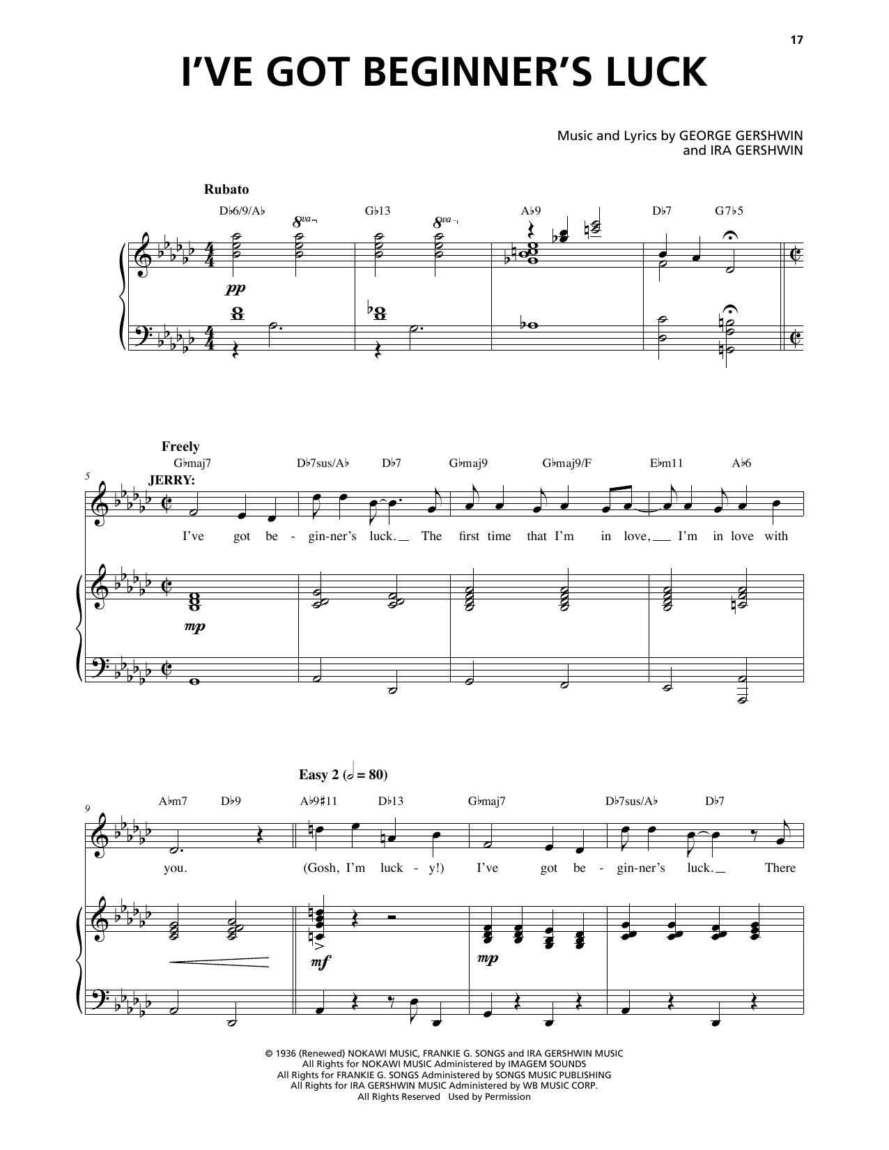 Download George Gershwin & Ira Gershwin I've Got Beginner's Luck (from An Ameri Sheet Music