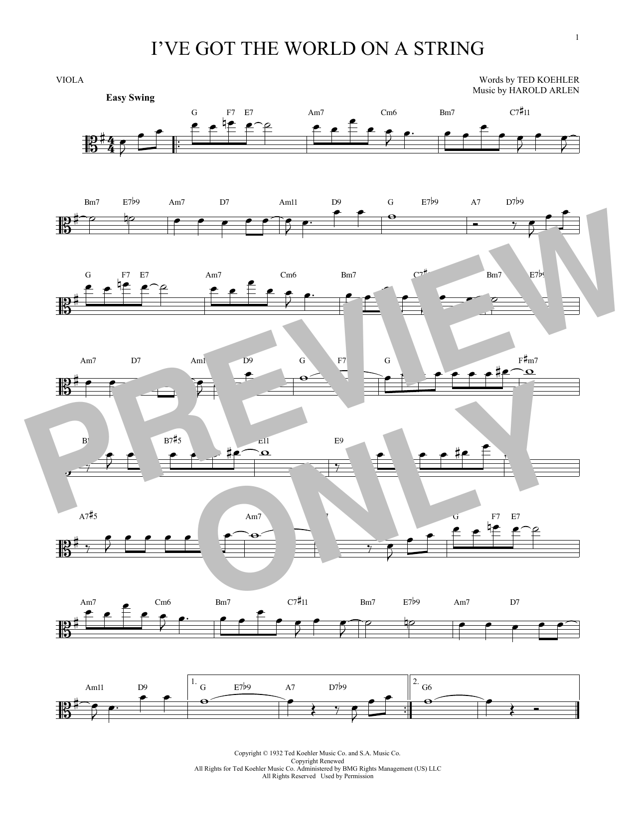 Download Harold Arlen I've Got The World On A String Sheet Music