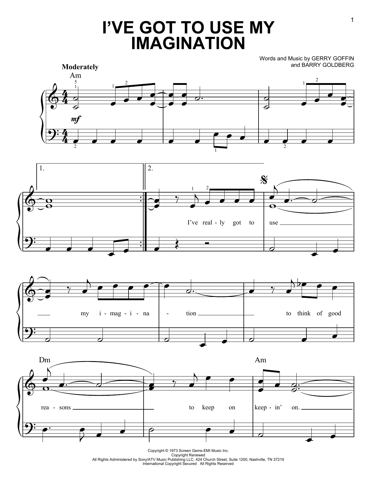 Download Gladys Knight & The Pips I've Got To Use My Imagination Sheet Music