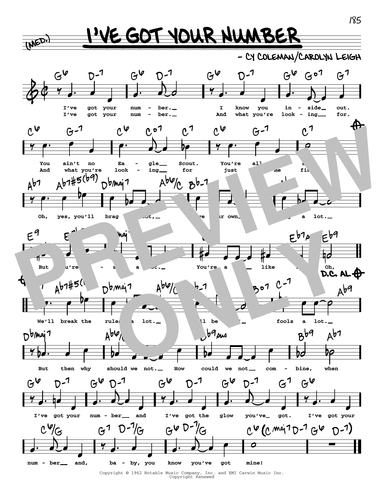 Download Cy Coleman and Carolyn Leigh I've Got Your Number (High Voice) (from Sheet Music