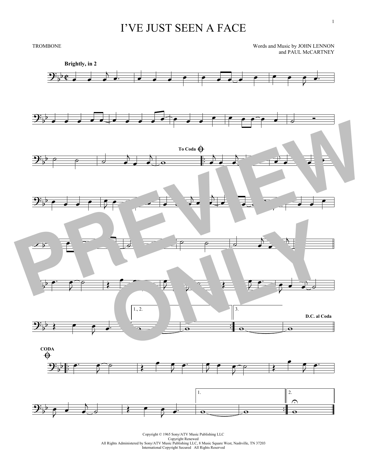 Download The Beatles I've Just Seen A Face Sheet Music