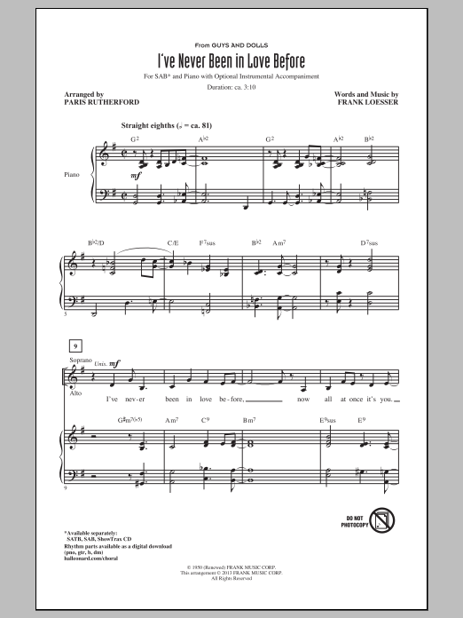Download Paris Rutherford I've Never Been In Love Before Sheet Music